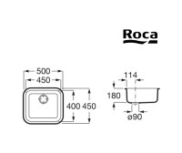 MEDIDAS FREGADERA INOX PORTO 40 ROCA